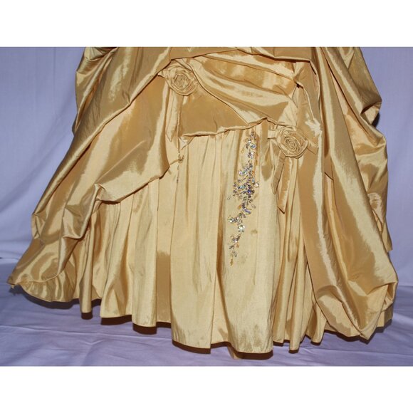 MayQueen #607 Taffeta Prom or Ball Gown With Pickups in Skirt-Size 10-GOLD-NWT - Picture 6 of 8